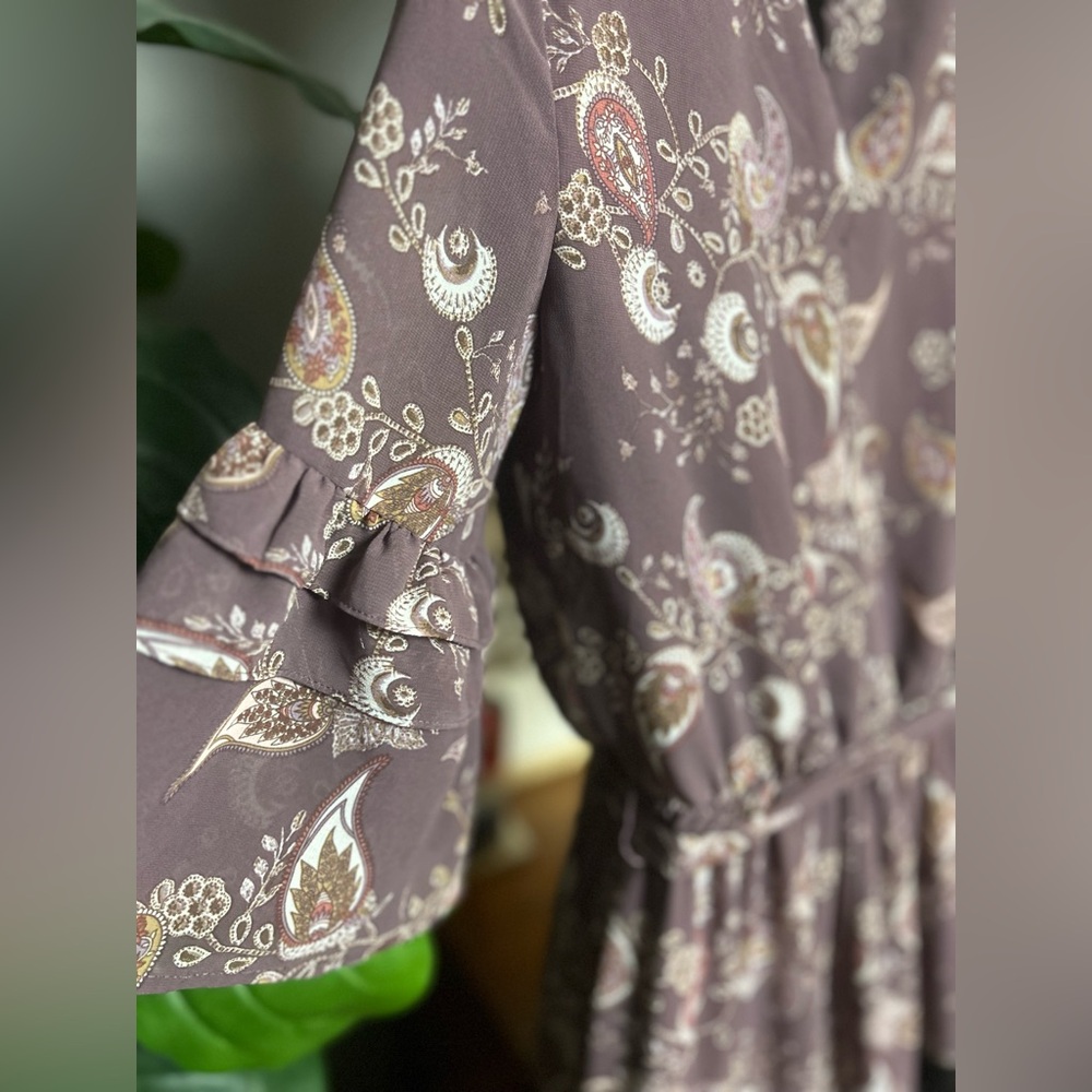 New York And Company Prairie Cottage-core Ruffle Sleeve Dress Boho Bohemian - Picture 4 of 5